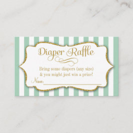 Mint Green Gold Diaper Raffle Baby shower Kaarten