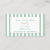Mint Green Gold Elegant Stripe Visitekaartjes Sage (Achterkant)