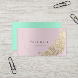 Mint Green Gold Flower Botanical Amethst Pink Mauv Visitekaartje