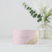 Mint Green Gold Flower Botanical Amethst Pink Mauv Visitekaartje (Staand voorkant)