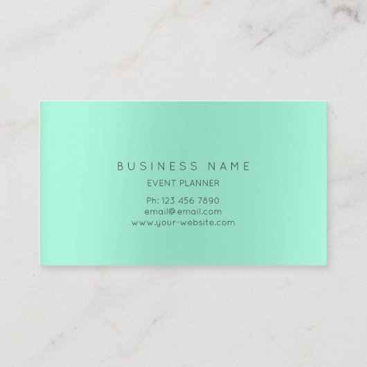 Mint Green Gold Flower Botanical Metallic MInimal1 Visitekaartje (Achterkant)