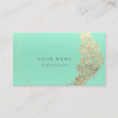 Mint Green Gold Flower Botanical Metallic MInimal1 Visitekaartje (Voorkant)
