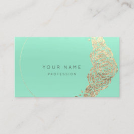 Mint Green Gold Flower Botanical Metallic MInimal1 Visitekaartje