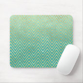 Mint Green Gold Glam Chevron Ombre Muismat (Met muis)