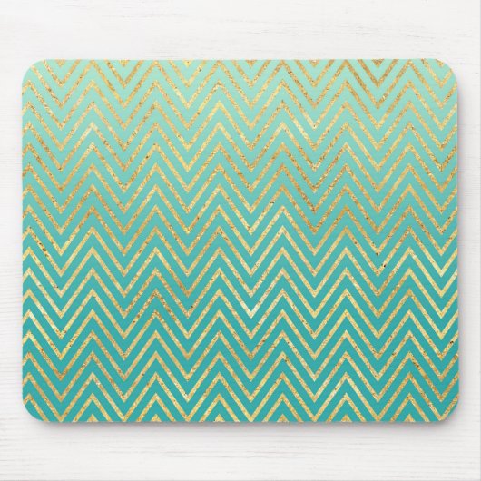 Mint Green Gold Glam Chevron Ombre Muismat (Voorkant)