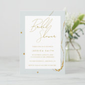 Mint Green Gold Glitter Bridal Shower-uitnodiging Kaart (Staand voorkant)