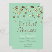Mint Green Gold Glitter Bridal Shower-uitnodiging Kaart (Voorkant / Achterkant)