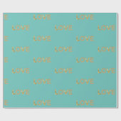 Mint Green Gold Glitter Love Cadeaupapier (Vlak)