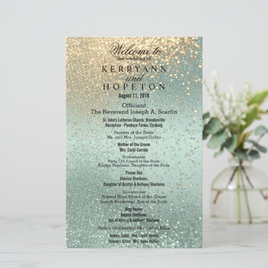 Mint Green & Gold Glitter - Programma (Staand voorkant)