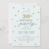 Mint Green & Gold Glitter Stippen Verjaardagsuitno Kaart (Voorkant)