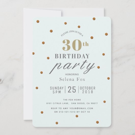 Mint Green & Gold Glitter Stippen Verjaardagsuitno Kaart (Voorkant)