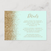 Mint Green Gold Glitter Wedding Details Informatiekaartje (Voorkant)