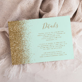 Mint Green Gold Glitter Wedding Details Informatiekaartje