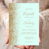 Mint Green Gold Glitter Wedding Kaart