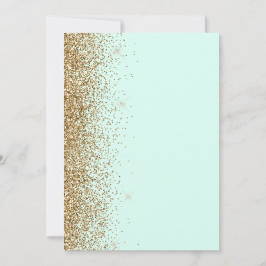 Mint Green Gold Glitter Wedding Kaart (Achterkant)
