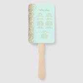 Mint Green Gold Glitter Wedding Program Handwaaier (Achterkant)