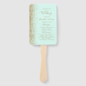 Mint Green Gold Glitter Wedding Program Handwaaier (Voorkant)