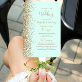 Mint Green Gold Glitter Wedding Program Handwaaier