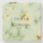 Mint Green Gold Koeienhuid Stenen Onderzetter (Voorkant)