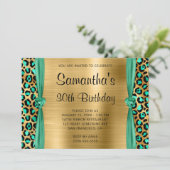 Mint Green Gold Leopard Folie Heart 30th Birthday Kaart (Staand voorkant)