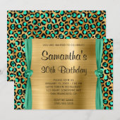 Mint Green Gold Leopard Folie Heart 30th Birthday Kaart (Voorkant / Achterkant)