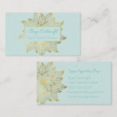 Mint Green Gold Lotus Mandala Visitekaartje (Voorkant / Achterkant)