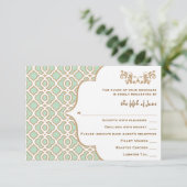 Mint Green Gold Moroccan Wedding Response-kaarten RSVP Kaartje (Staand voorkant)