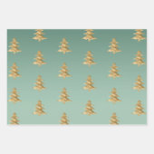 Mint Green Gold Stripes kerstbomen Confetti Inpakpapier Vel (Voorkant)