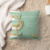 Mint Green & Gold Stripes met Butterfly voor Baby Kussen (Deken)