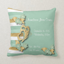 Mint Green & Gold Stripes met Butterfly voor Baby
