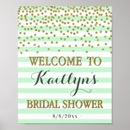 Mint Green Gold Vrijgezellenfeest Welcome Sign Dec Poster
