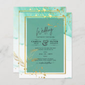 Mint Green Gold WEDDING Alcohol Ink Abstract (Voorkant / Achterkant)