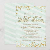 Mint Green & Gold Wedding Bridal Shower-uitnodigin Kaart (Voorkant / Achterkant)