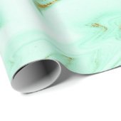 Mint Green Gold White Marble Shiny Glam Cadeaupapier (Rol Hoek)
