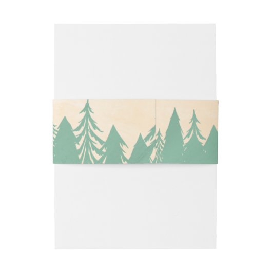 Mint Green Gold Woodland Trees Uitnodigingen Wikkel (Achterkant Voorbeeld)