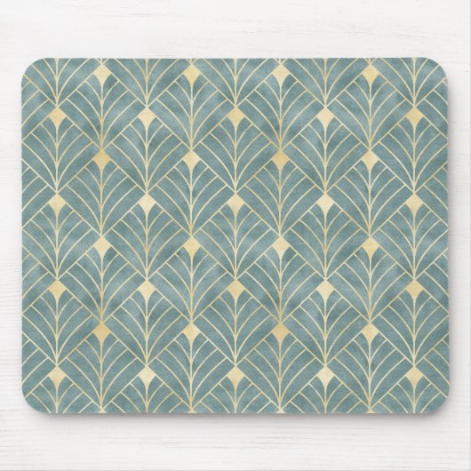 Mint Green, goud, Art Decopatroon, , retro, me Muismat (Voorkant)