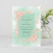 Mint Green Graceful Spring Wedding Kaart (Staand voorkant)