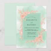 Mint Green Graceful Spring Wedding Kaart (Voorkant / Achterkant)