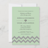 Mint Green & Gray Chevron Wedding Invitations Kaart (Voorkant)