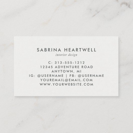 Mint Green Gray Terrazzo Pattern Interior Design Visitekaartje (Achterkant)