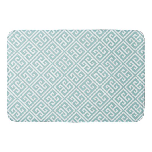 Mint Green Greek Key Patroon Badmat (Voorkant)