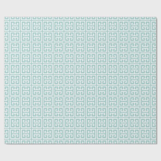 Mint Green Greek Key Patroon Cadeaupapier (Vlak)