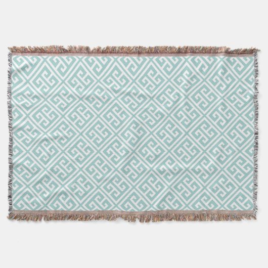 Mint Green Greek Key Patroon Deken (Voorkant)
