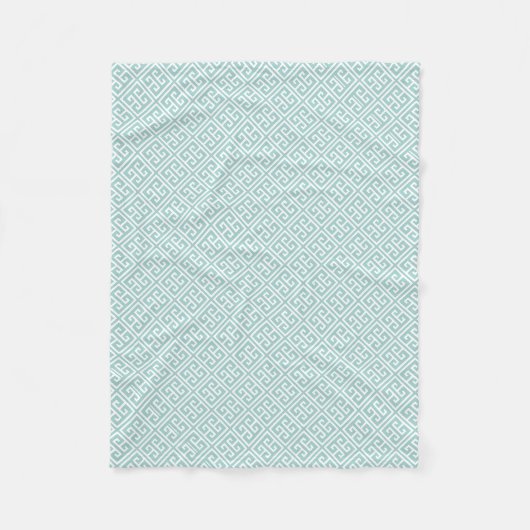 Mint Green Greek Key Patroon Fleece Deken (Voorkant)