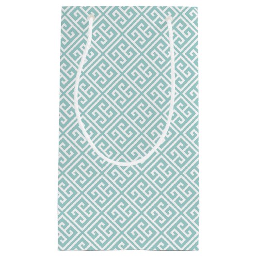 Mint Green Greek Key Patroon Klein Cadeauzakje (Voorkant)