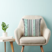 Mint Green Grey and White Striped Polka dot  Kussen (Stoel)