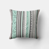 Mint Green Grey and White Striped Polka dot  Kussen (Achterkant)