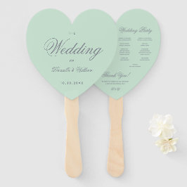 Mint Green Grey Calligraphy Heart Wedding Programm Handwaaier