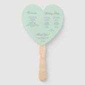 Mint Green Grey Calligraphy Heart Wedding Programm Handwaaier (Achterkant)
