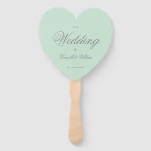 Mint Green Grey Calligraphy Heart Wedding Programm Handwaaier (Voorkant)
